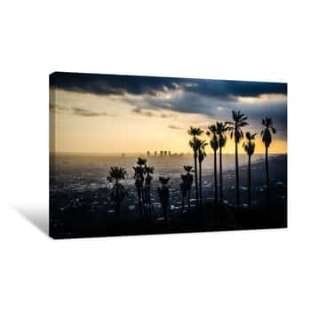 Image of Palms Silhouetted Against Hollywood Canvas Print