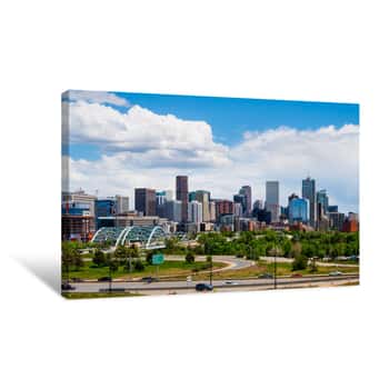 Image of Skyscrapers In Denver On A Cloudy Day Canvas Print