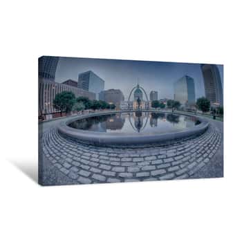 Image of St  Louis Downtown Skyline Buildings At Night Canvas Print
