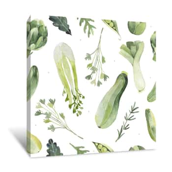 Image of Seamless Pattern With Vegetables In A Watercolor Style Canvas Print