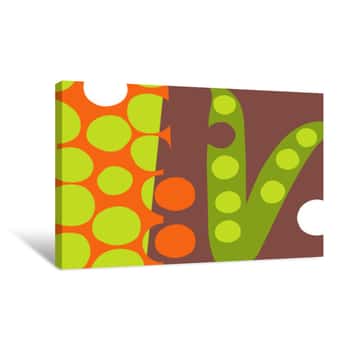Image of Abstract Vegetable Design In Flat Cut Out Style  Peas In The Pod  Vector Illustration Canvas Print