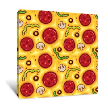 Image of Vector Illustration Seamless Pattern With Pizza Canvas Print