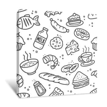 Image of Seamless Foods And Beverages Pattern Canvas Print