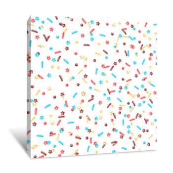 Image of Seamless Pattern With Decorative Donut Sprinkles Canvas Print