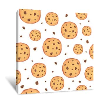 Image of Seamless Vector Pattern With Cookies On The White Background Canvas Print