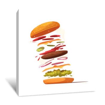 Image of Hamburger Ingredients Design Canvas Print