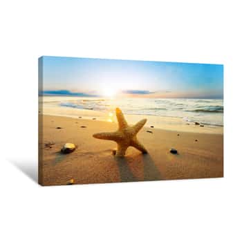 Image of Starfish On The Beach Canvas Print