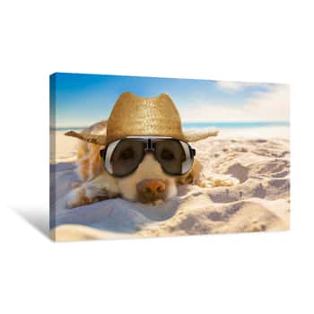 Image of Dog Retired At The Beach Canvas Print