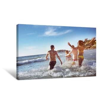 Image of Happy Friends Sea Beach Holidays Canvas Print