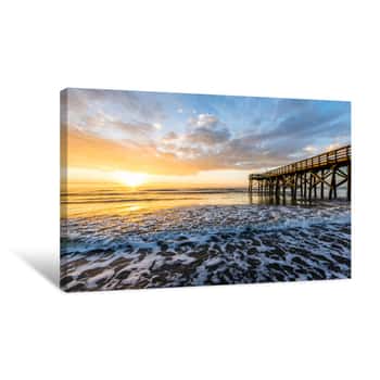 Image of Isle Of Palms Pier At Sunrise In Charleston, South Carolina    Canvas Print