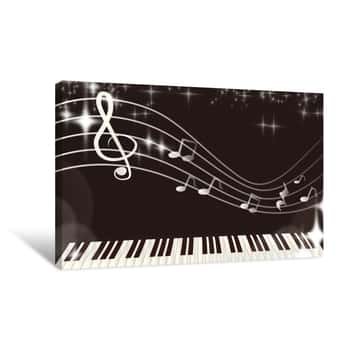 Image of ピアノと音符のミュージック壁紙 Canvas Print