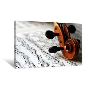 Image of Violin Scroll And Sheet Music Canvas Print