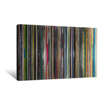 Image of Stack Of Old Vinyl Records Background Canvas Print
