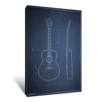 Image of Blueprint Drawing Six-acoustic Guitar Canvas Print