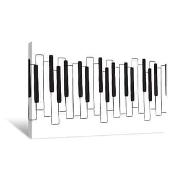Image of Chaotic Pianoforte Musical Grand Piano Octaves, Sketch Drawing  Vector Seamless Doodle Pattern With Hand Drawn Piano, Harpsichord Keys  Musical Octave, Notes In Musical Western Scale  Canvas Print