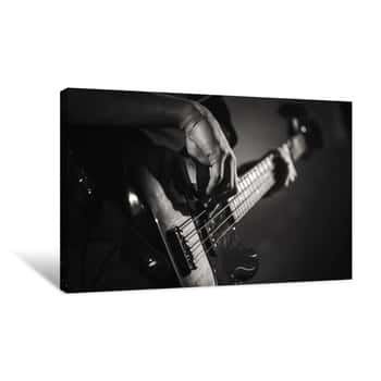 Image of Electric Bass Guitar Player Hands, Live Music Canvas Print