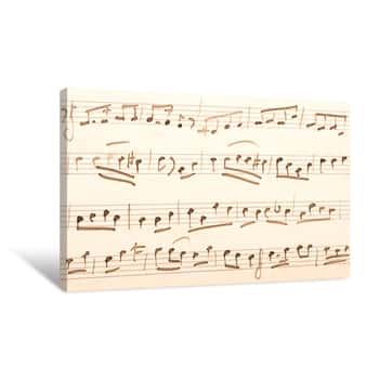 Image of Old Sheet Of Music Score With Hand-written Notes Canvas Print