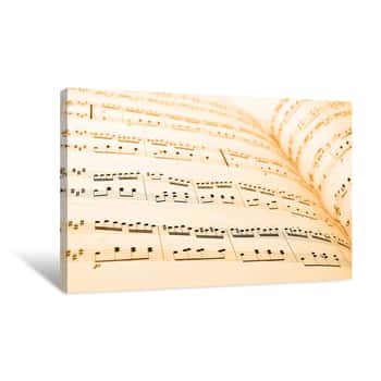 Image of Close-up Of Sheet Music In Yellow Lighting Canvas Print