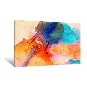 Image of Abstract Violin Background - Violin Lying On The Table Canvas Print