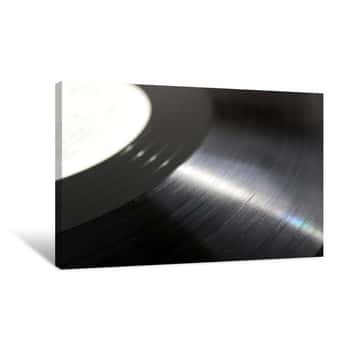 Image of Black Retro Vinyl Disc Abstract Background Canvas Print