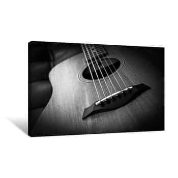 Image of Acoustic Guitar, Bw Filter For Music Background Canvas Print
