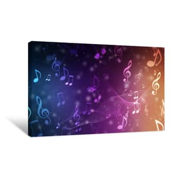 Image of Abstract Colorful Music Background With Notes Canvas Print