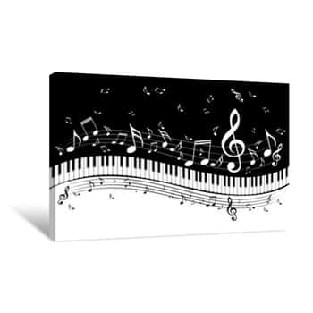 Image of Piano Keyboard With Music Notes Canvas Print