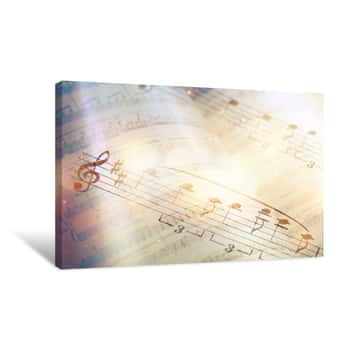 Image of Sheets With Music Notes, Close-up View Canvas Print