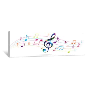 Image of Colorful Music Notes Background Isolated On White Canvas Print