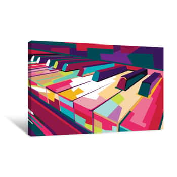 Image of Vektor Piano Pop Art Warna-warni, Ilustrasi Canvas Print