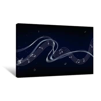 Image of Vector Musical Notes On A Dark Background Canvas Print