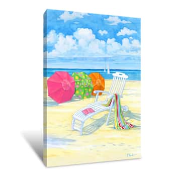 Image of Deck Chair Umbrellas Canvas Print