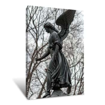 Image of Bethesda Terrace And Fountain Statue Canvas Print