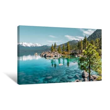 Image of Lake Tahoe Cove Aqua Blue Canvas Print