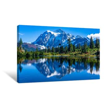 Image of Picture Lake Reflection Of Mount Shuksan  Canvas Print
