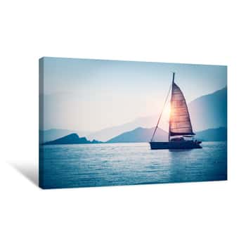 Image of Sailboat In The Sea Canvas Print