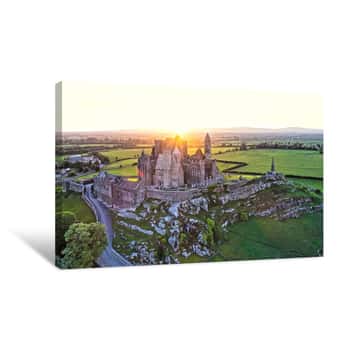 Image of The Rock Of Cashel, One Of Ireland’s Top Attractions, Group Of Medieval Buildings Set On Limestone  Canvas Print