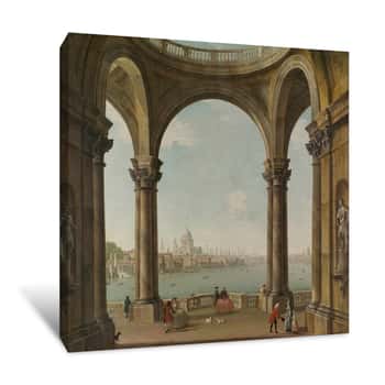 Image of Capriccio with St. Paul\'s and Old London Bridge Canvas Print