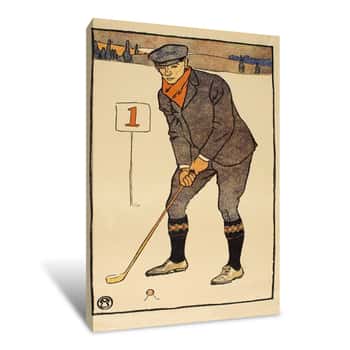 Image of January, Detail from 1931 Golfing Calendar Canvas Print