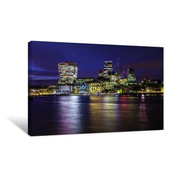 Image of London Skyline at Night Canvas Print
