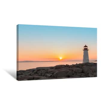 Image of Peggys Cove\'s Lighthouse At Sunset Canvas Print