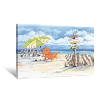Image of Beach Signs Oceanview Canvas Print