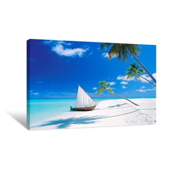 Image of Sailboat on the Beach Canvas Print