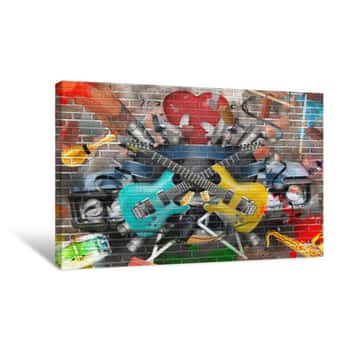 Image of Collage Of Music, Color And Bright Musical Background Canvas Print