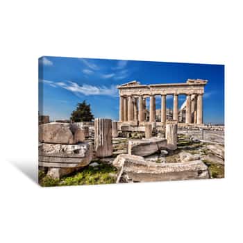 Image of Parthenon Temple On The Acropolis In Athens, Greece Canvas Print