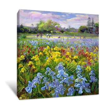 Image of Hoeing Team and Iris Fields Canvas Print