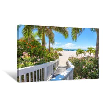 Image of Boardwalk On Beach In St  Pete, Florida, USA - Canvas Print