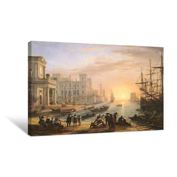 Image of Sea Port at Sunset Canvas Print