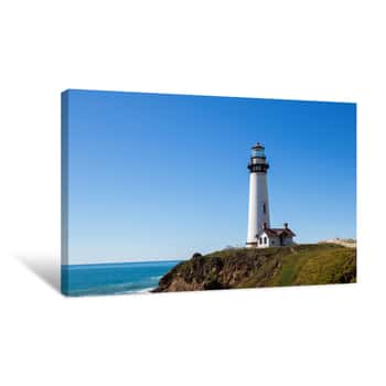 Image of Lighthouse, Ocean, Light, Coast, Maine, Sea, House, Sky, Water, Canvas Print