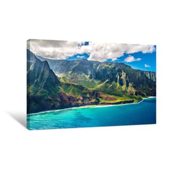Image of View On Na Pali Coast On Kauai Island On Hawaii Canvas Print